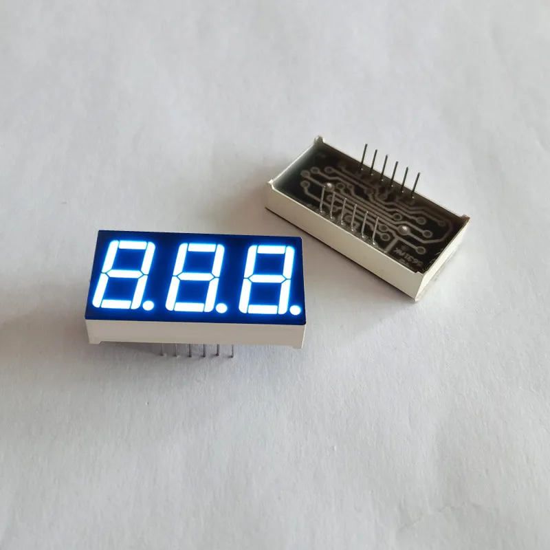 10Pcs 0.56 Inch 3 Bit Digit Blue LED Digital Display Digitron 38*19*8MM 12Pins Digitron Common Anode Cathode KYX-5361AB/BB