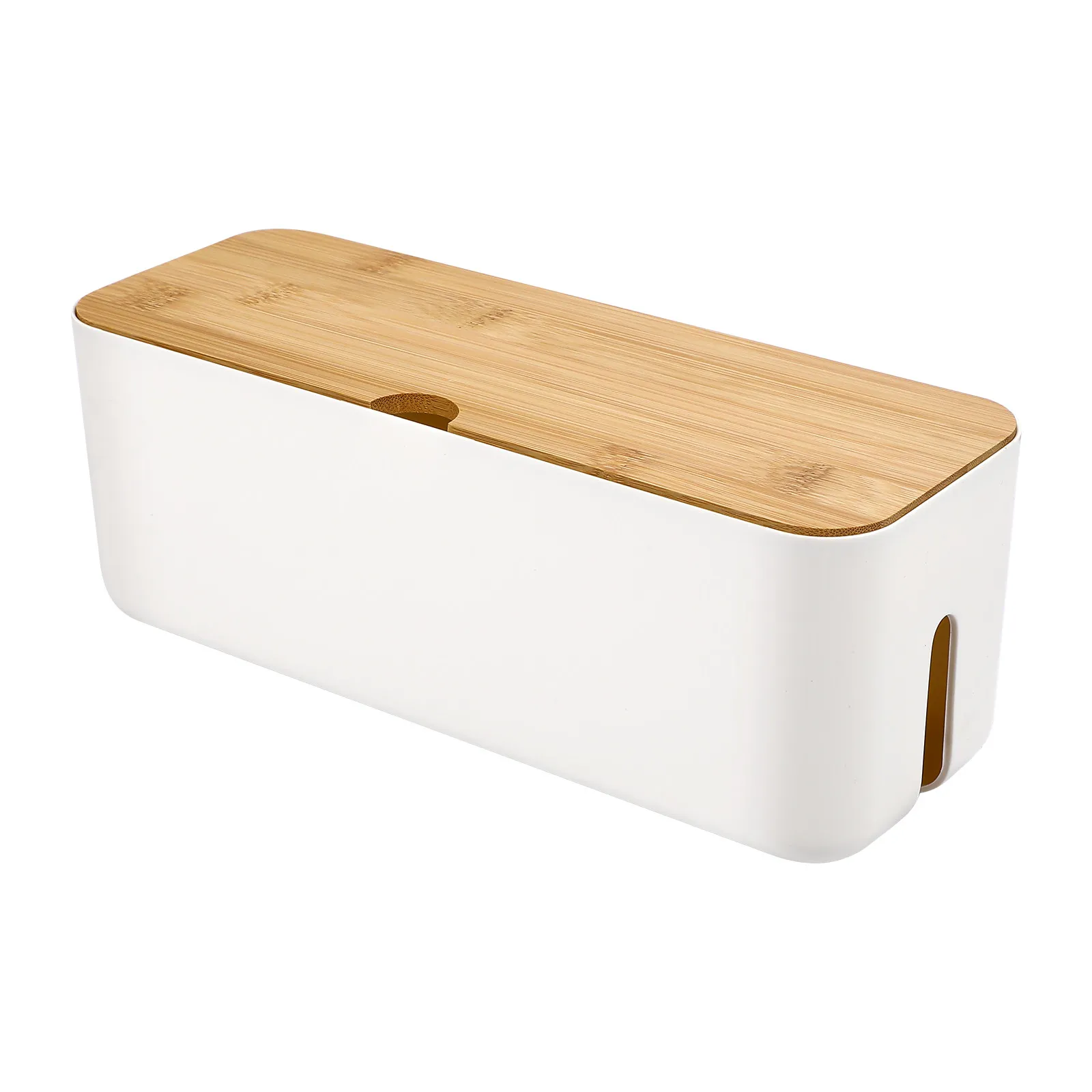 1Pcs Cable Management Box White ABS Wood Dustproof Cover Power Strip Organizer Holder Desk Cable Organizer for Home Office