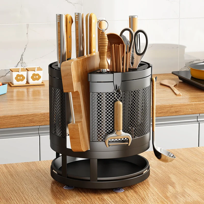 

360 °rotation Knife Holder Stand for Knives kitchen Multifunctional Metal Stands for Cutlery Utensil Inserted Block Storage Tank