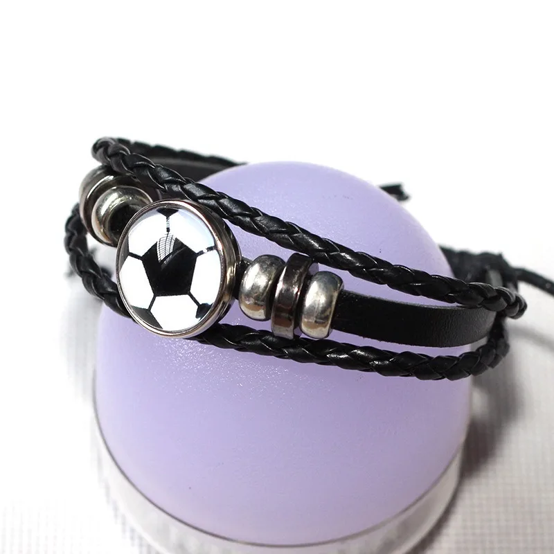 Fashion Soccer Bracelet Fans Leather Wristband Trendy Sports Theme Wrist Accessory Ideal Fan Souvenir for Football Lovers Daily