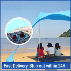 Family Sunshade Beach Tent With Sandbag UPF50+ UV Lycra Large Family Canopy For Outdoor Camping Sun Shade Awning Set Dropship