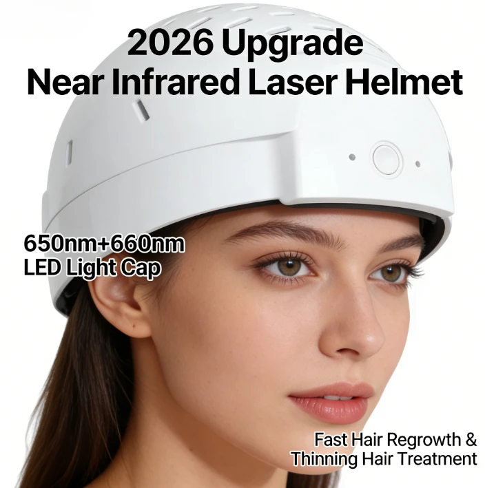 

Портативный лазерный шлем для терапии кожи головы 2026, 650 нм 660 нм, светодиодная кепка с ближним инфракрасным излучением для домашнего использования, быстрое восстановление роста волос