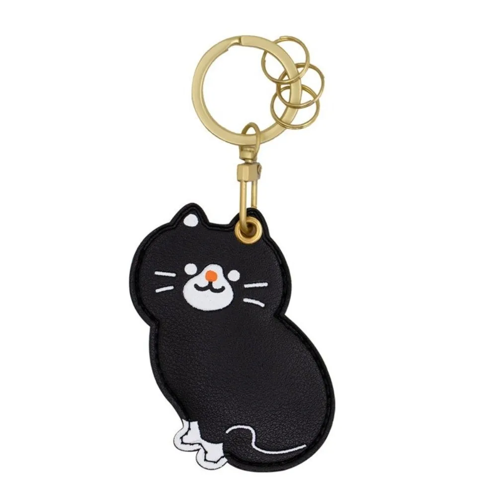 

Милый мультяшный держатель для карт в виде котика из искусственной кожи с брелоком-подвеской, маленький портативный чехол для ключей