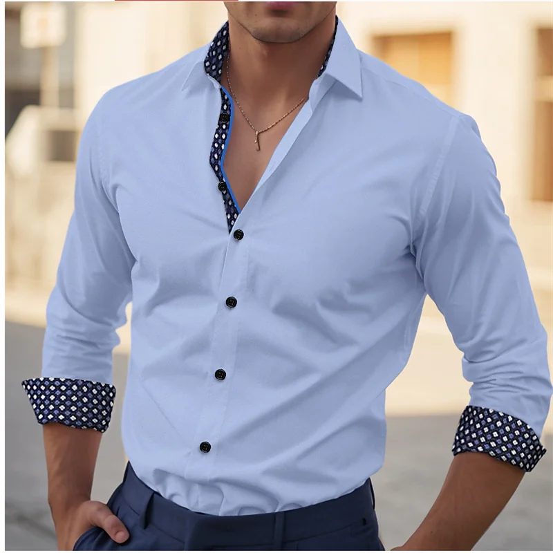 Camisa de manga larga con botones para hombre, Tops de color rosa, ropa de vacaciones diaria, informal, cómoda, elegante, talla grande, S-6XL, 2024