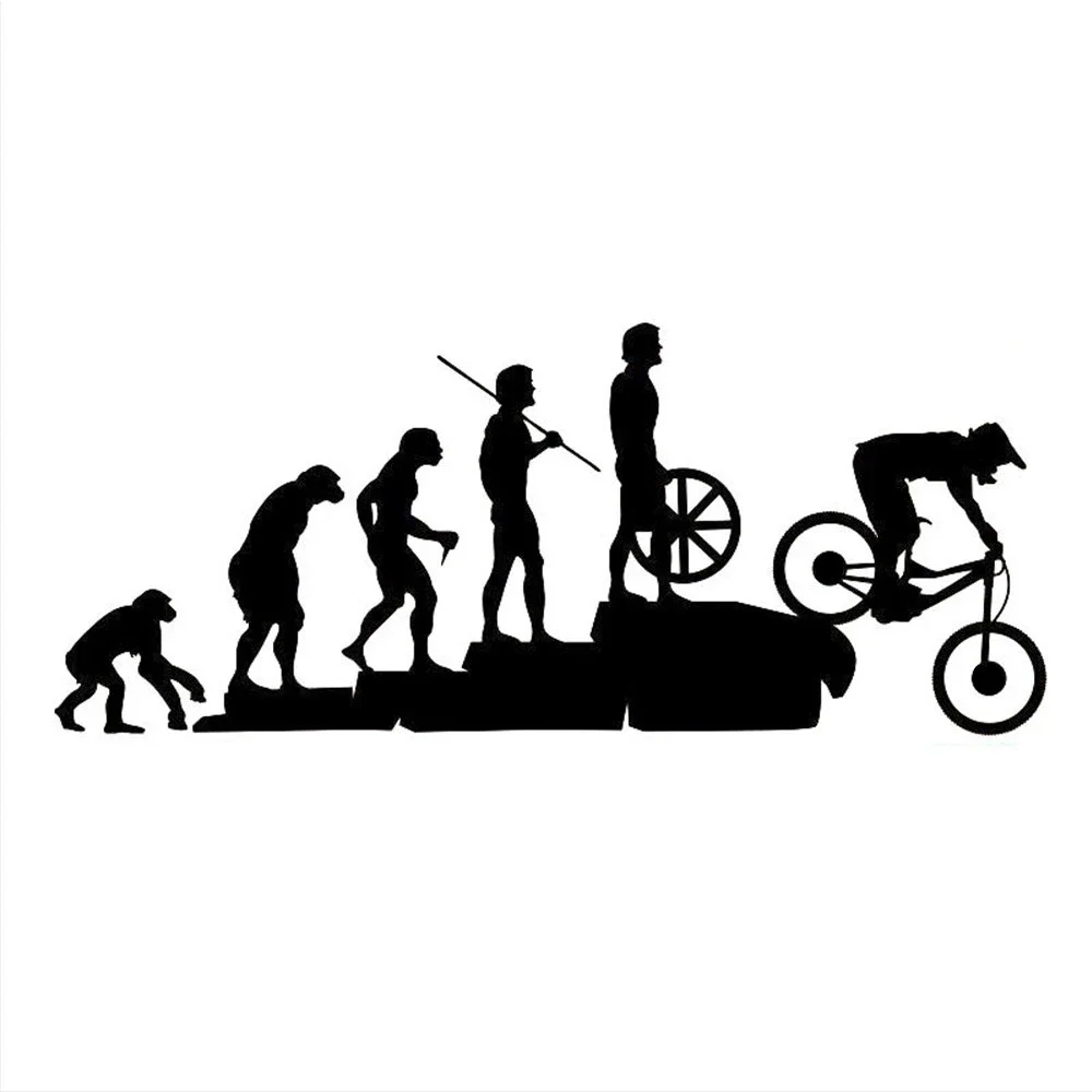 Creative Cars Stickers Human Evolution Bicycle Modeling CreativityDecals PVC Waterproof Sunscreen Customizable Size