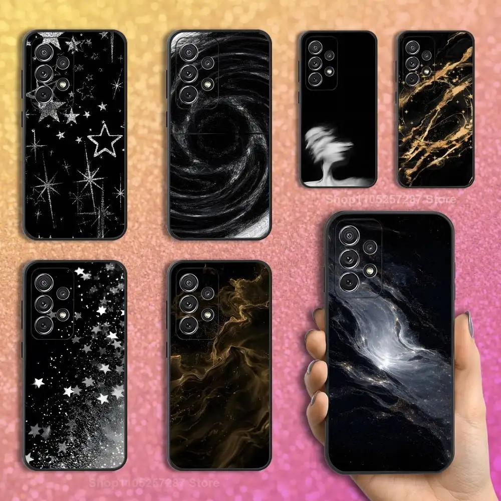 

Black White Gold Pattern For Samsung S9,S10,S20,S10,S21,S25,S24,S23,Ultra,FE,Plus,Lite,Soft Silicone Black Case