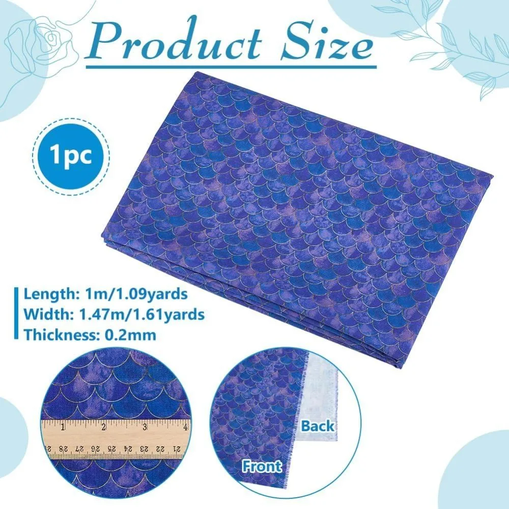 39.4x57.9Inch Cotton Scales Fabric Fish Scale Pattern Fabric Dark Blue Cotton Fabrics for Party Backdrop Sewing Projects