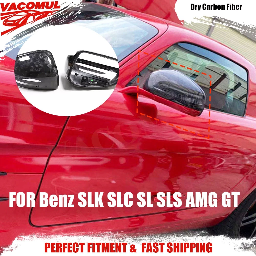 

VACOMUL сухая крышка зеркала автомобиля из углеродного волокна, колпачки для боковых дверей заднего вида, автомобильные аксессуары для Benz SLK SLC SL SLS AMG GT Coupe 15-22