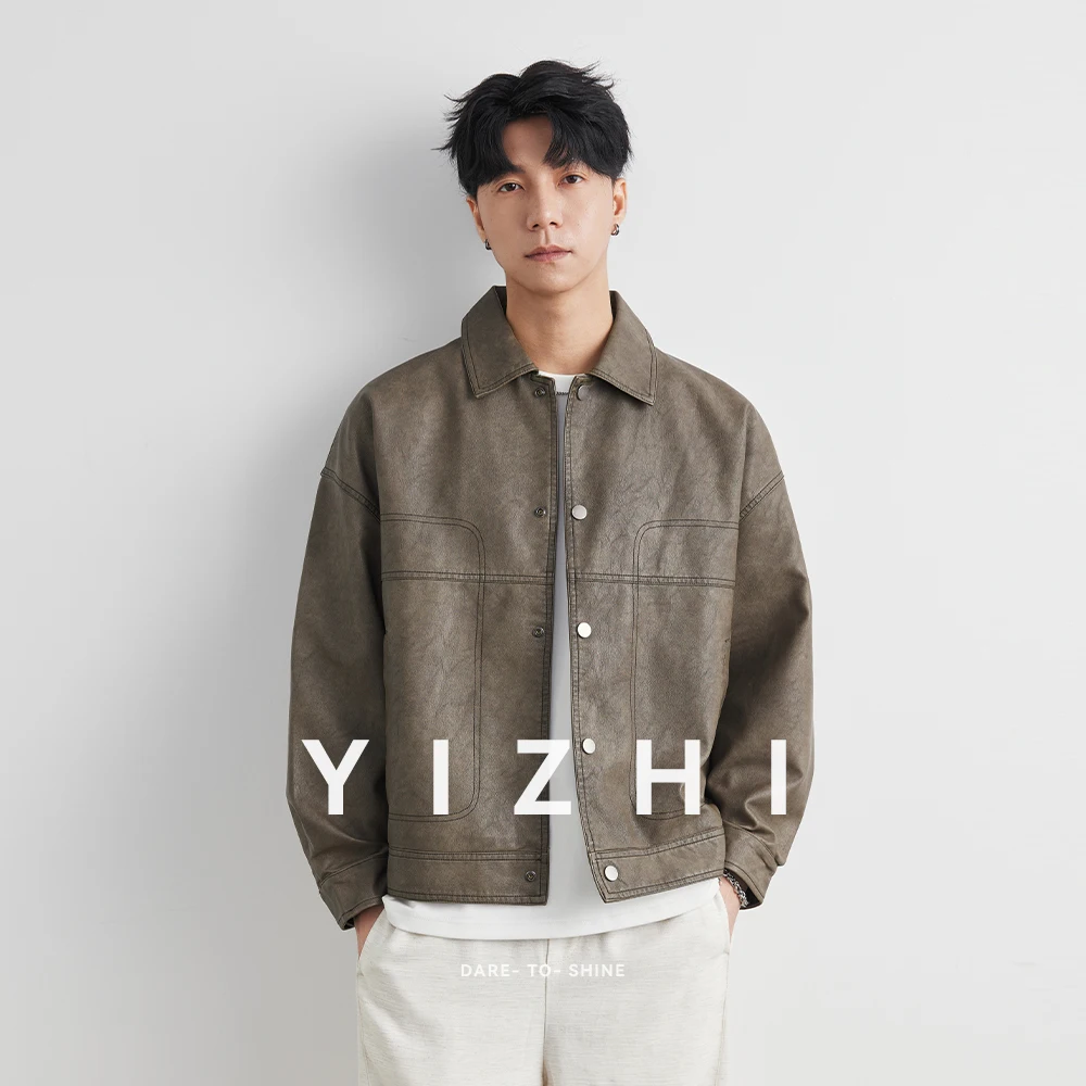 Fashion Men‘s Leather Jacket British Style 2025 Autumn Winter Retro Warm Solid Casual Slimming Short Jacket Coats Men Clothing