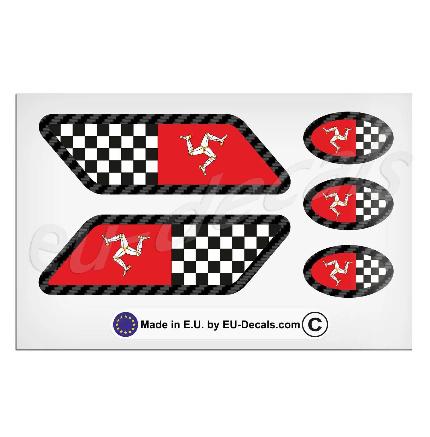 For 5X Isle of Man flags Carbon outline Laminated Decal Sticker yamaha suzuki ducati