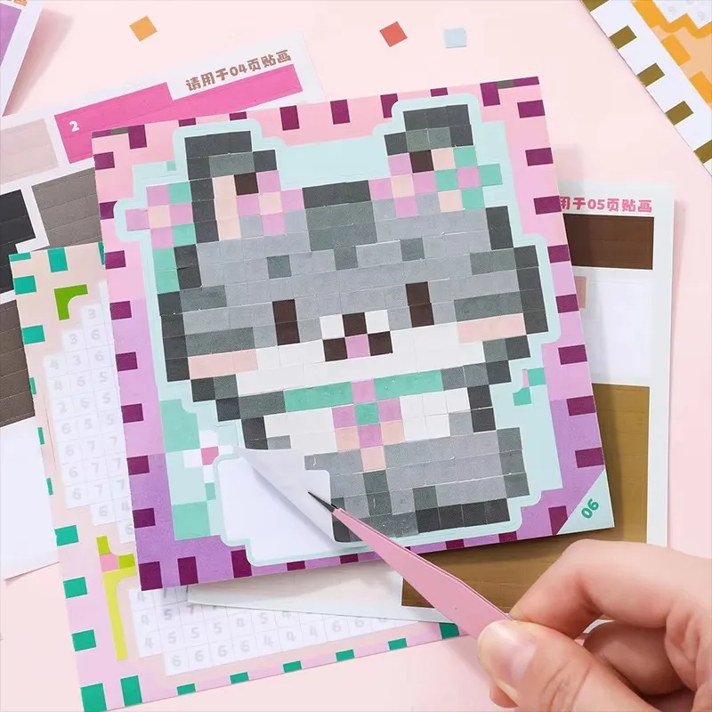 23 Sheets/Bag Adorable Pixel Art Pet Themed Collage Stickers for DIY Scrapbooking Phone Case Decoration Reward Sticker Pack