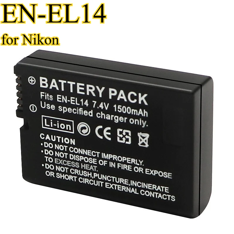 

Аккумулятор для камеры EN-EL14, 1500 мАч, подходит для аккумулятора Nikon D3100 D3200 D3300 D3400 D5100 D5200 D5300
