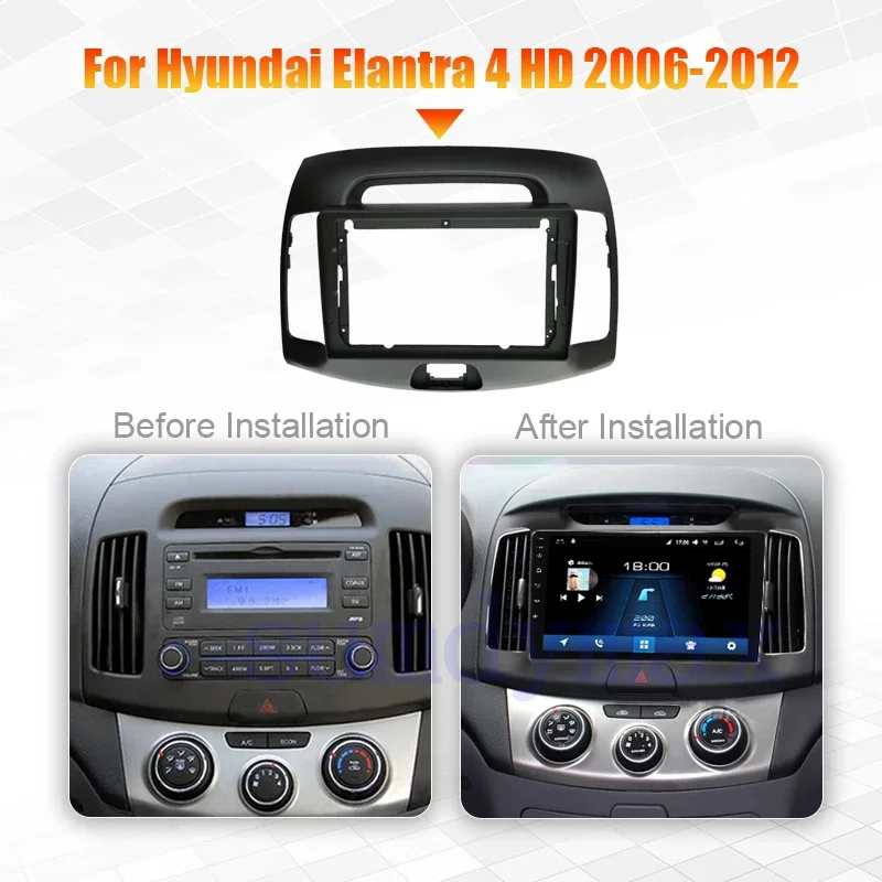 9INCH Car DVD Frame Audio Fitting Adaptor Dash Trim Kits Facia Panel  For  HYUNDAI ELANTRA 2006-2011  Radio Player Fascias