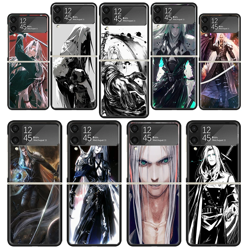 Anime FINAL FANTASY 7 BloodyBeni Phone Case for Samsung Galaxy Z Flip 6 5 4 3 5G Black Hard Cover ZFlip6 ZFlip5 ZFlip4 ZFlip3 Fu