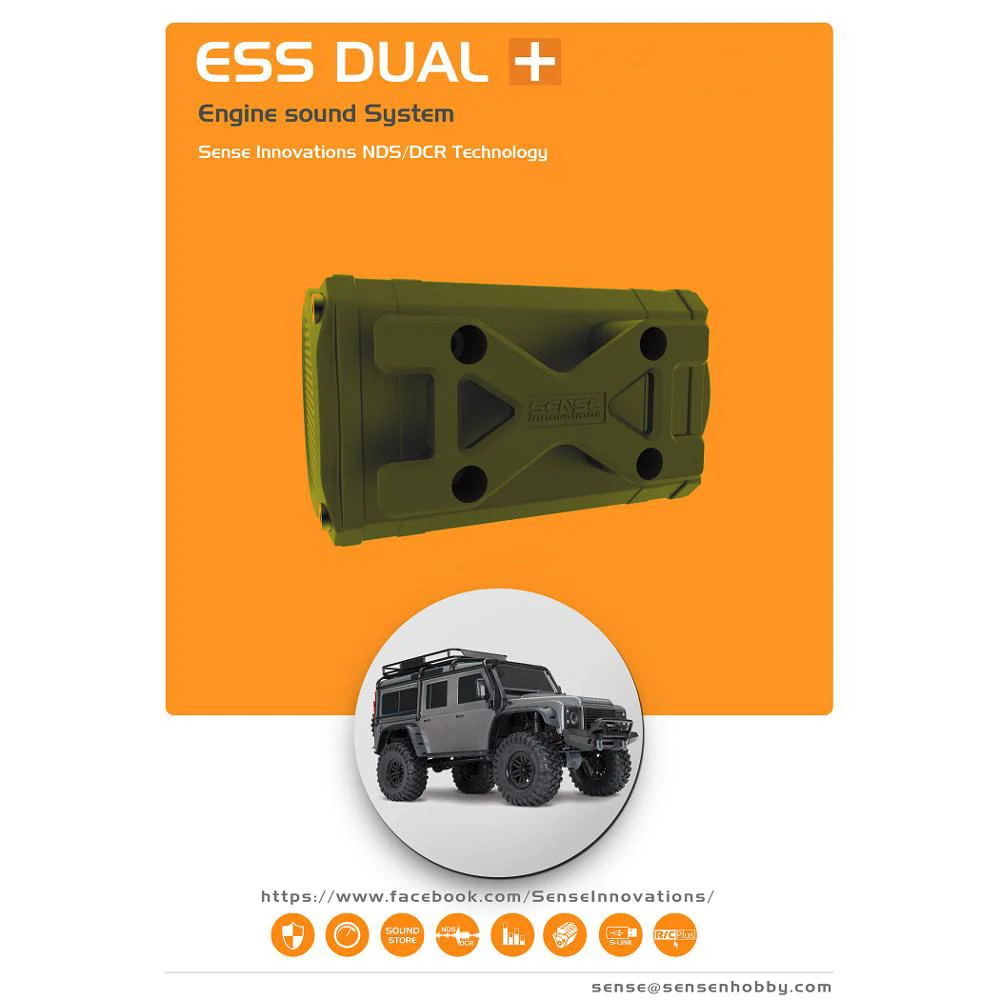 RC Car Sense ESS-ONE ESS-DUAL 2 Speakers Engine Sound With Bracket For Trx-4 Trx6 Scx10 D90 Axial SCX10II Engine Sound Simulator