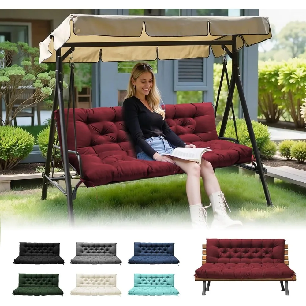 

Waterproof Outdoor Swing Cushions for Patio Furniture with Backresk, 2-3 Seater Thickened Swing Replacement Cushion 60×40"