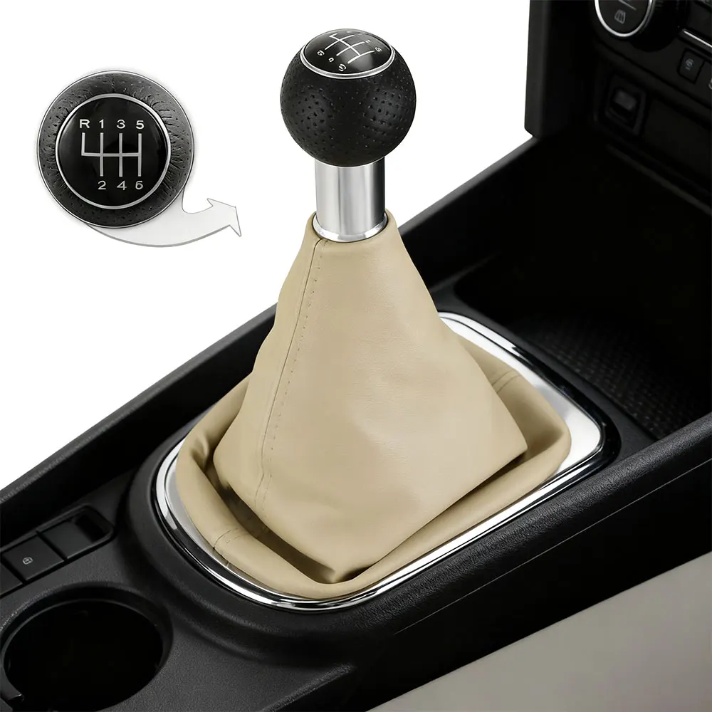 Manual Gear Shift Knob For Passat For 3B For B5 5/6 Speed Shift Lever Ball Joint Shift Lever Leather Gaiter Boot Cover for