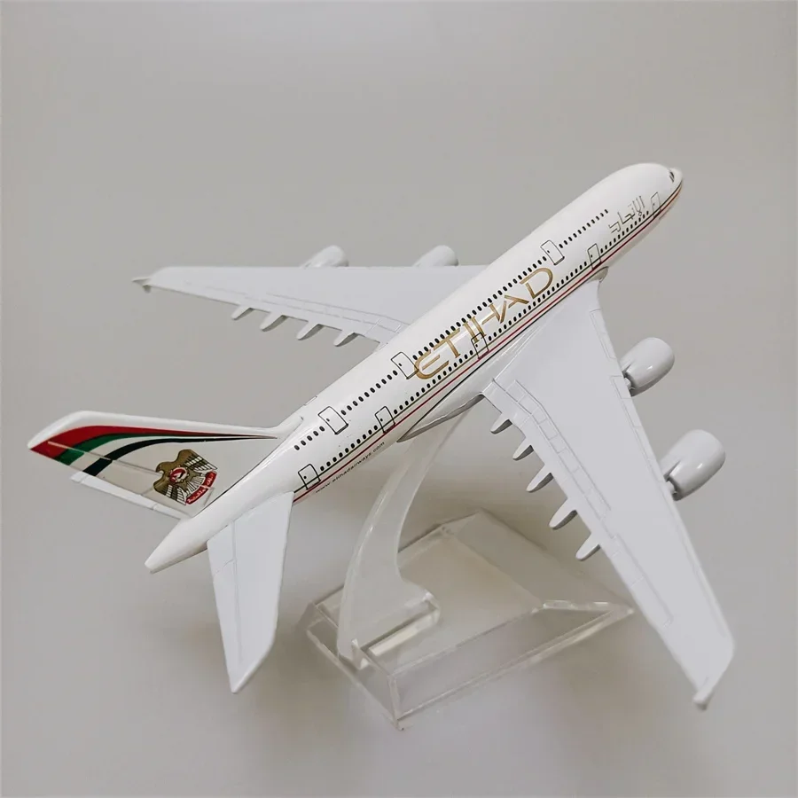 Alloy Metal Air Etihad A380 Airlines Airplane Model Etihad Airbus 380 Airways Diecast Plane Model Aircraft w Stand Gifts 16cm