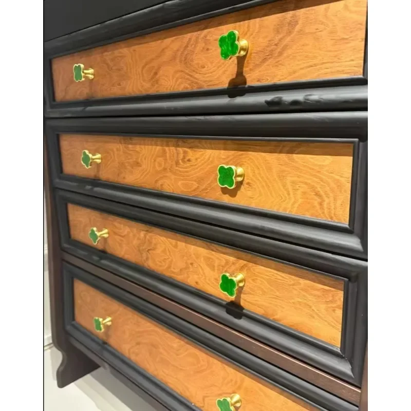 Modern style four-drawer solid wood multi-functional storage, red oak side cabinet