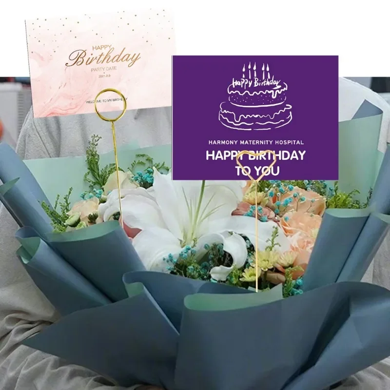 100/20x حاملي بطاقات مقعد زهرة معدنية الذهبي على شكل قلب زهرة لاقط عصا مقاطع DIY بها بنفسك أصحاب ترتيب الأزهار لحفلات الزفاف #5