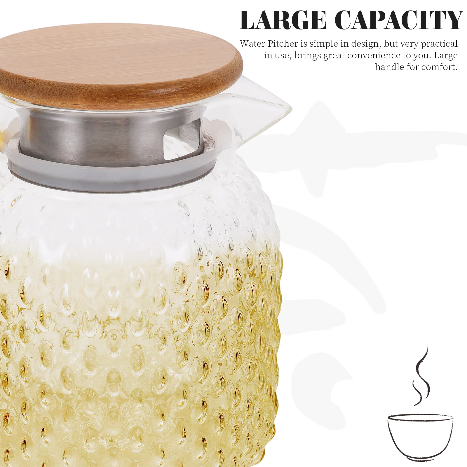 

1000Ml Glass Water Pitcher Cold Water Dispenser Beverage Container With Lid Spout For Juice Tea Kitchen Home Use Clear