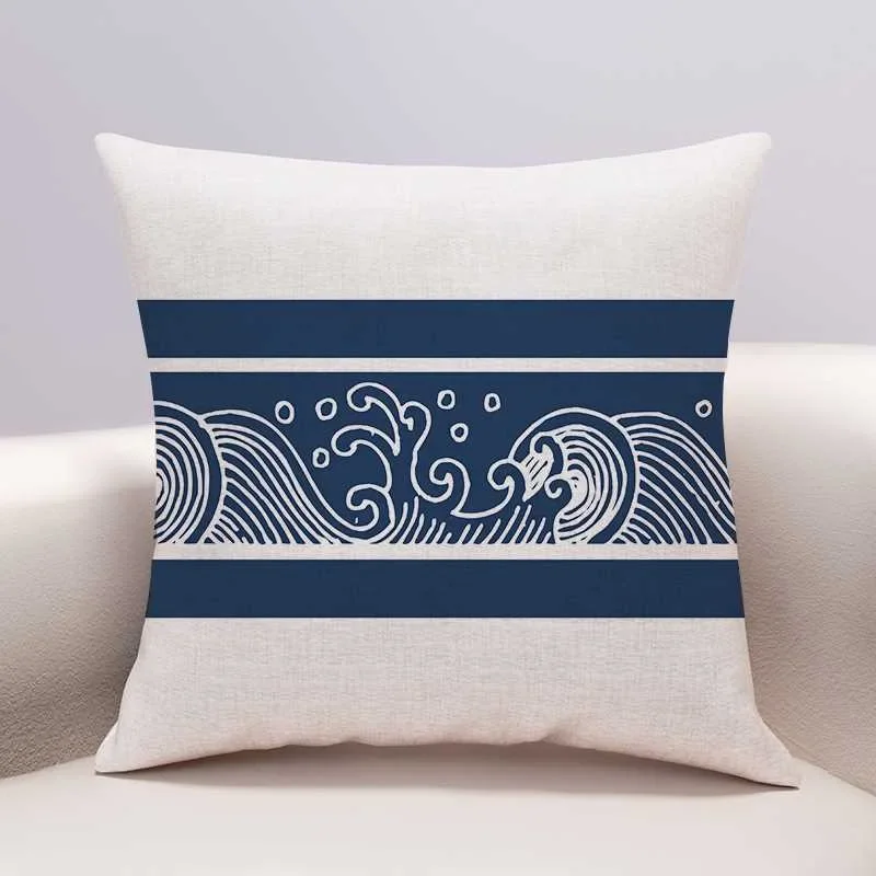 Chinese Wave Pillowcase Sofa Living Room Cushion Cover Bedhead Bedroom Pillow Cover Home Decoration