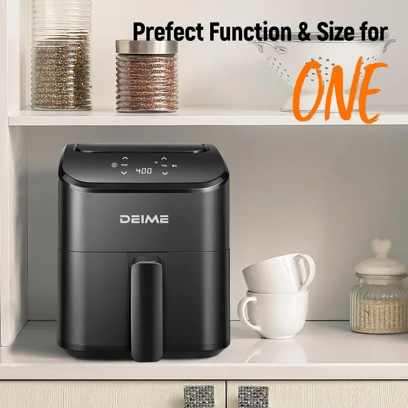 Airfryer 3 Qt, kleine Airfryer digitaal ruimtebesparend compact, bakken, opwarmen, braden voor snel, gemakkelijke maaltijden, mini compact, (zwart)