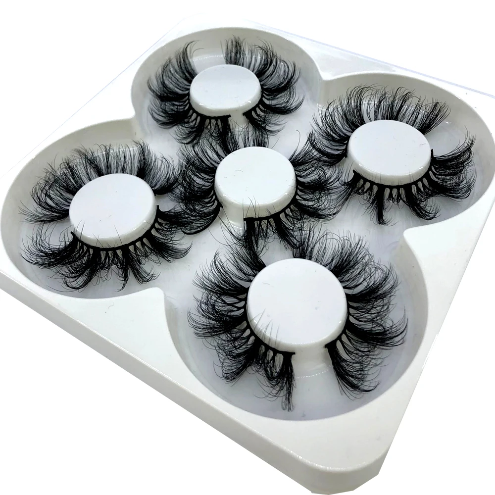 New 5 Pairs 25mm 3D Mink False Eyelashes Thick Dramatic Wispies Fluffy Eyelash Extension Makeup Volume Handmade Faux Mink Lashes