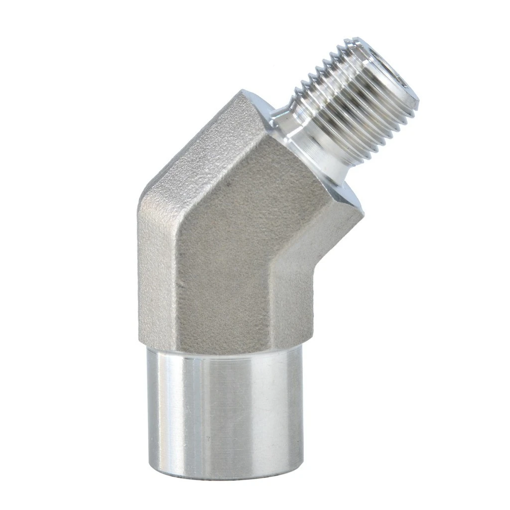 1/8" 1/4" 3/8" 1/2" BSP Female To Male Thread 304 Stainless Steel High Pressure 45 Degree Elbow Forging Pipe Fitting Adapter