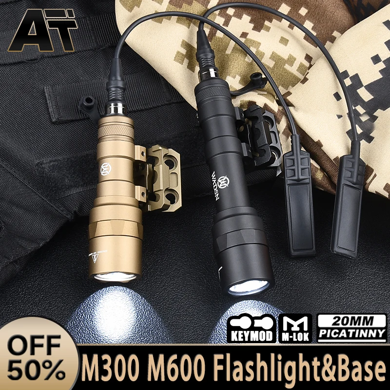 

Tactical Surefir SF M300C M600U Flashlight White Hunting Airsoft Weapon Scout Lamp M-LOK Keymod Mount Metal Base Fit 20mm Rail