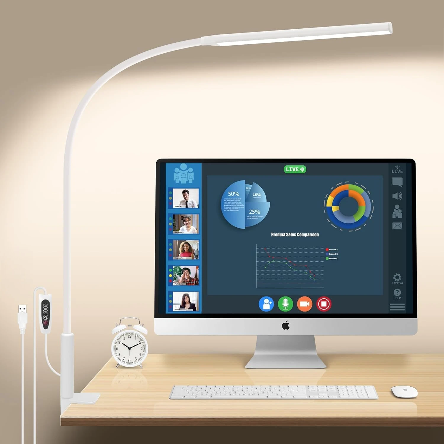 Imagem -06 - Lâmpada de Mesa Led com Braçadeira Stepless Dimming Desk Lamp para Home Office Luz de Escritório Ajustável Eye Cuidar