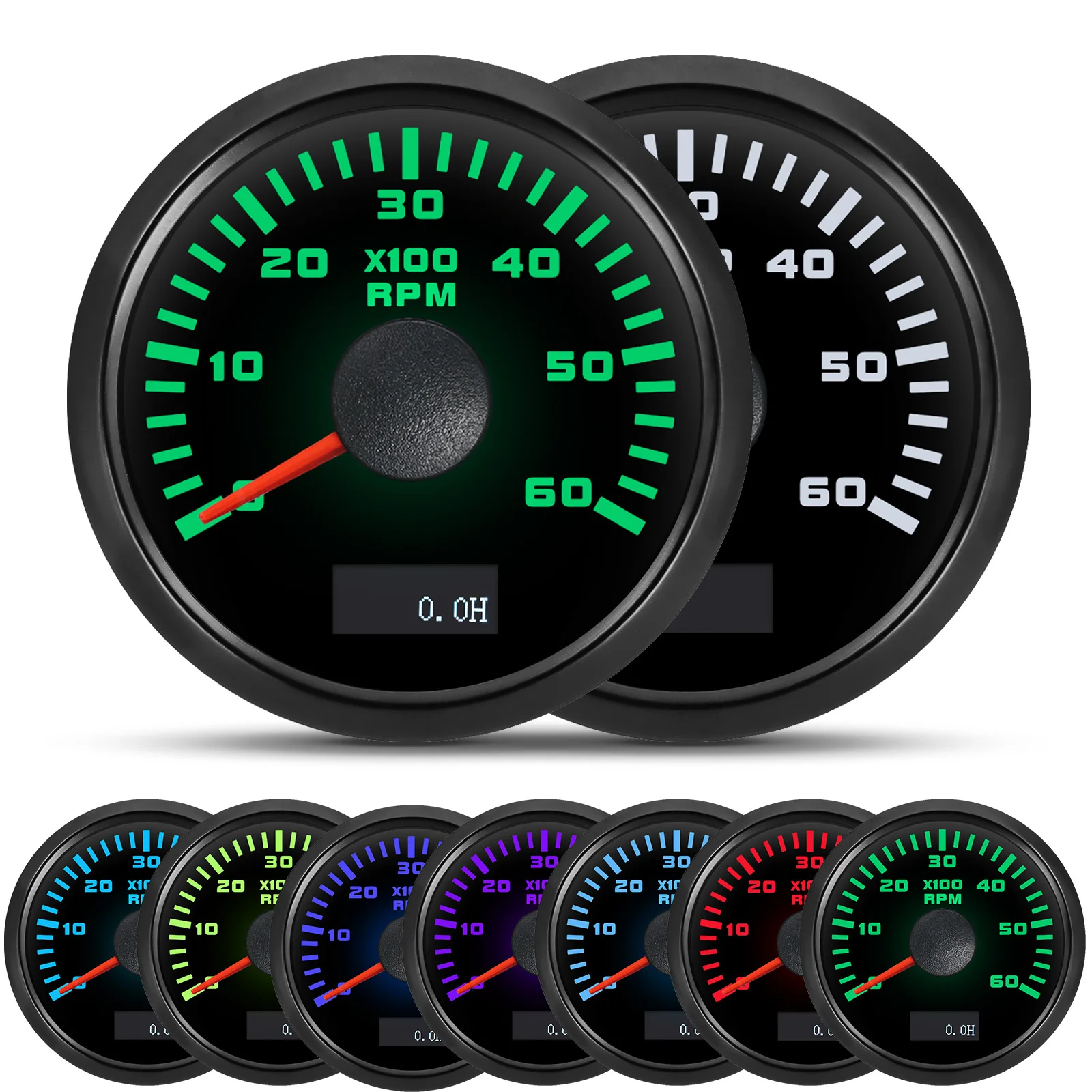 3000/4000/6000/7000/8000 U/min 52mm Drehzahlmesser Tacho-Anzeige mit 7-Farben-Hintergrundbeleuchtung Drehzahlsensor für Benzin- und Diesel-Fahrzeuge sowie Boote – Detail 9