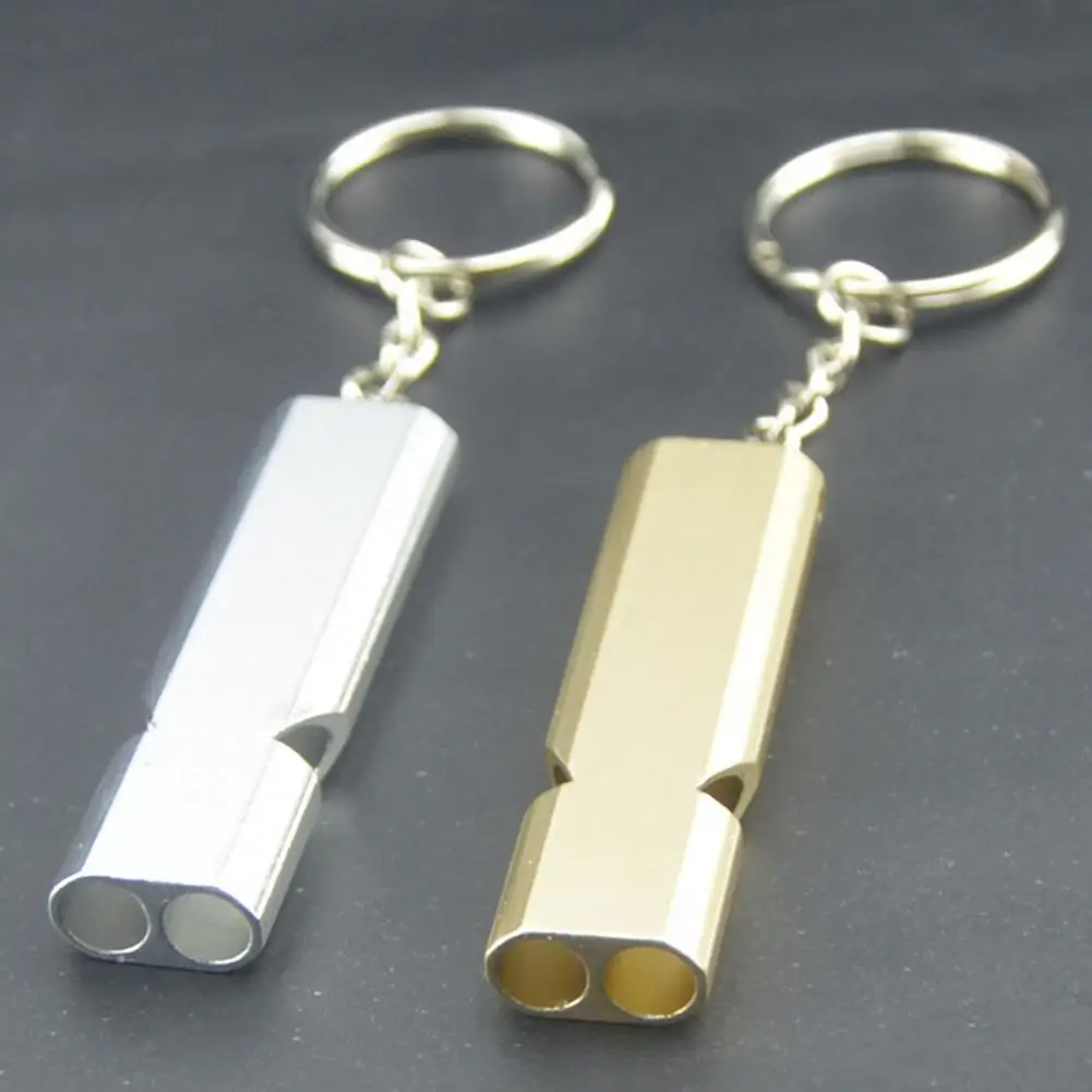 Camping Supplies 4pcs Double Tube Emergency Whistles Portable Safety Survival Sound Devices Corrosion-resistant Compact Keyring