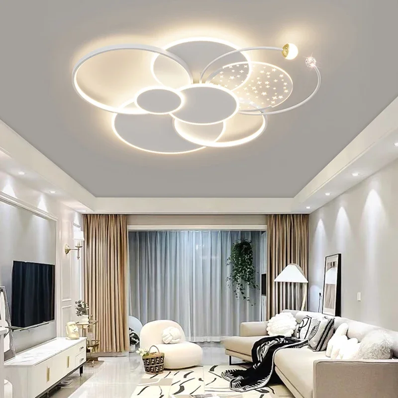 lustres led redondos com cheio de estrelas lampada do teto luz de teto lustre dourado moderno e simples atmosfera de moderno e luxo sala e quarto 01