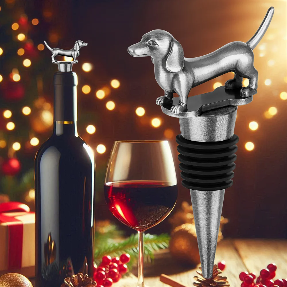 Dachshund Decorative Wine Bottle Stopper Christmas Wine Gift Metal Wine Stoppers Kitchen Bar Accessories Tools