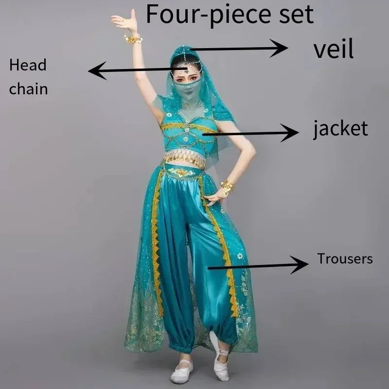 Festival Arabian Princess Costumes Indian Dance Embroider Bollywood Jasmine Costume Party Cosplay Jasmine Princess Fancy Outfit