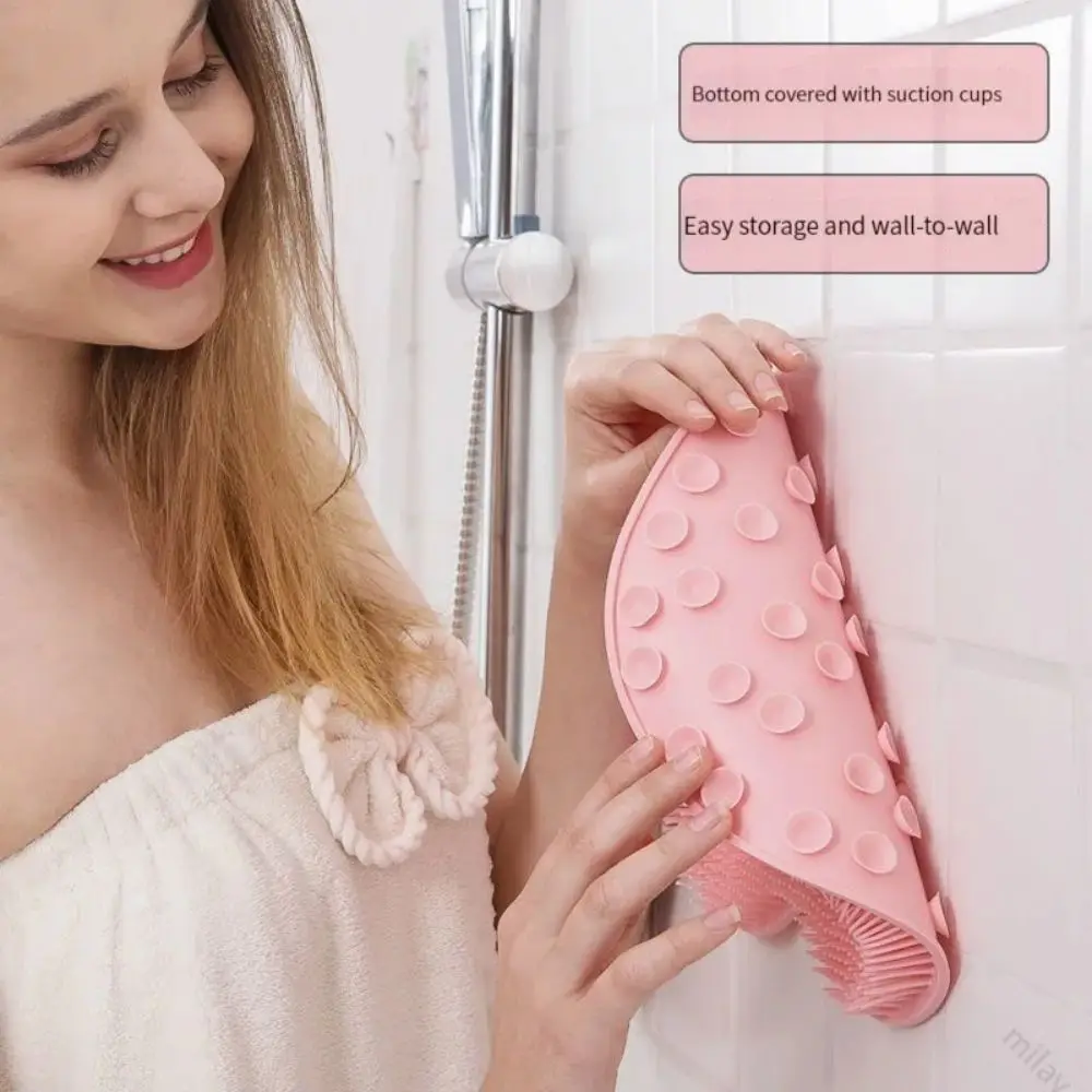 Exfoliating Shower Massage Scraper Bathroom Non-slip Bath Mat Back Massage Brush Silicone Foot Wash Body Cleaning Bathing Tool