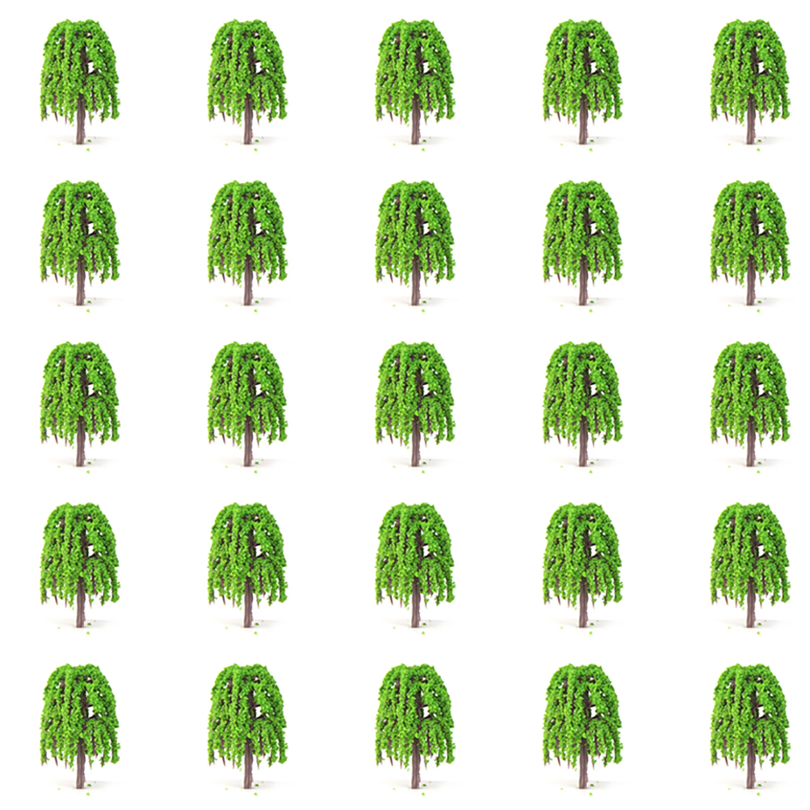 Plant Model Tree Greenery Kitchen Landscape Layout Plastic Resin Train Railway for willow 25pcs 3D Decoration Display Convenient