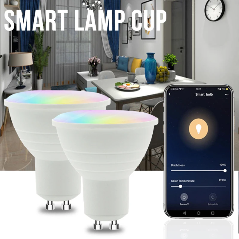 Xiaomi GU10 WiFi Smart LED Light Bulb RGB W+C Dimmable Lamps EWelink APP Control Spotlight Bulb Works With Alexa Google Alice