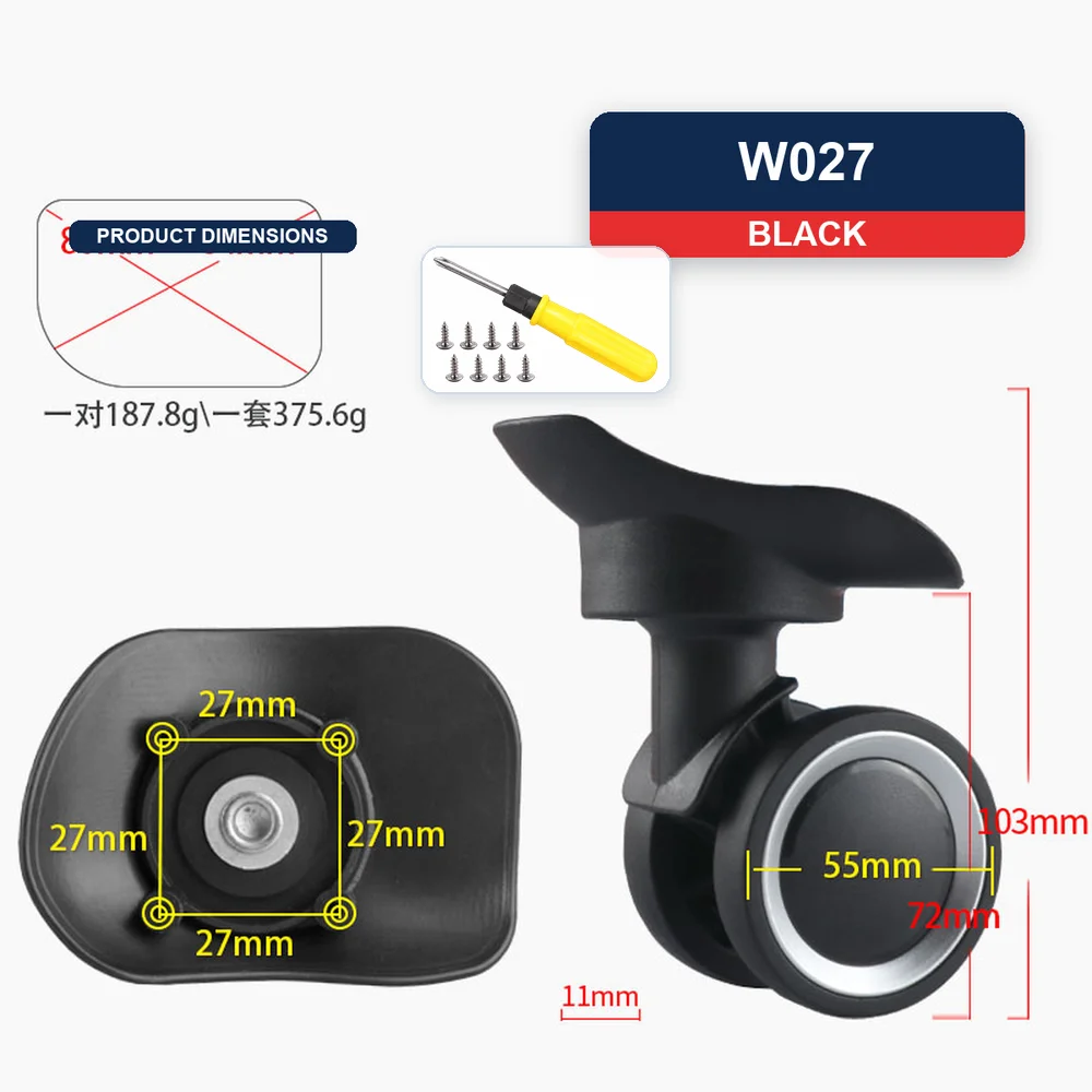 Black Replacement Luggage Wheel For Goldlion Wear Resistant Silent Smooth Rolling Durable Caster Repair Part