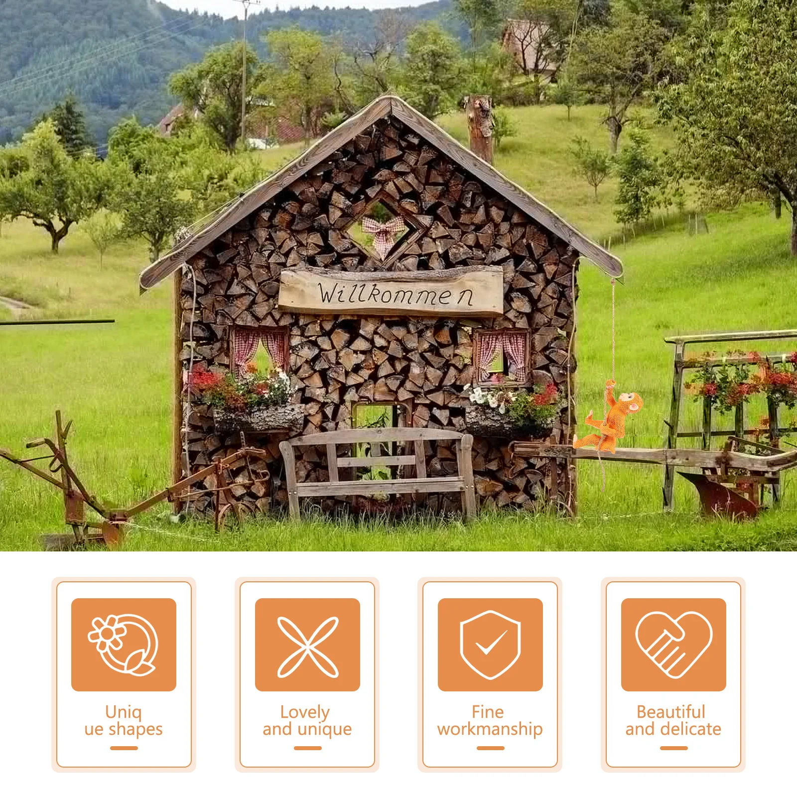 

1Set Garden Resin Hanging Ornament Yard Decor Outdoor Garden Pendant Statue Monkey Decor Figurine