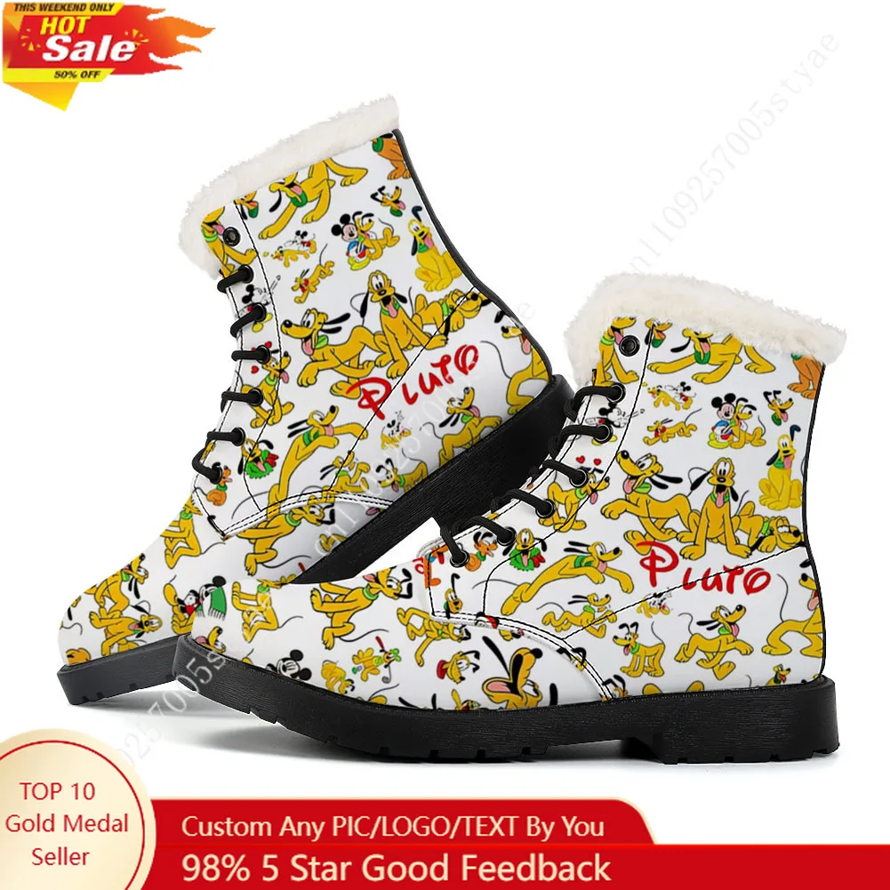 

Disney Pluto Plush Keep Warm Boots Mens Womens Winter Outdoor Hiking Snow Boots