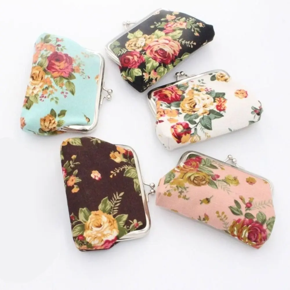 Elegante Geldbörse mit Blumenmuster, Vintage-Stil, aus Segeltuch, Kartenhalter, kleine Tasche für Damen