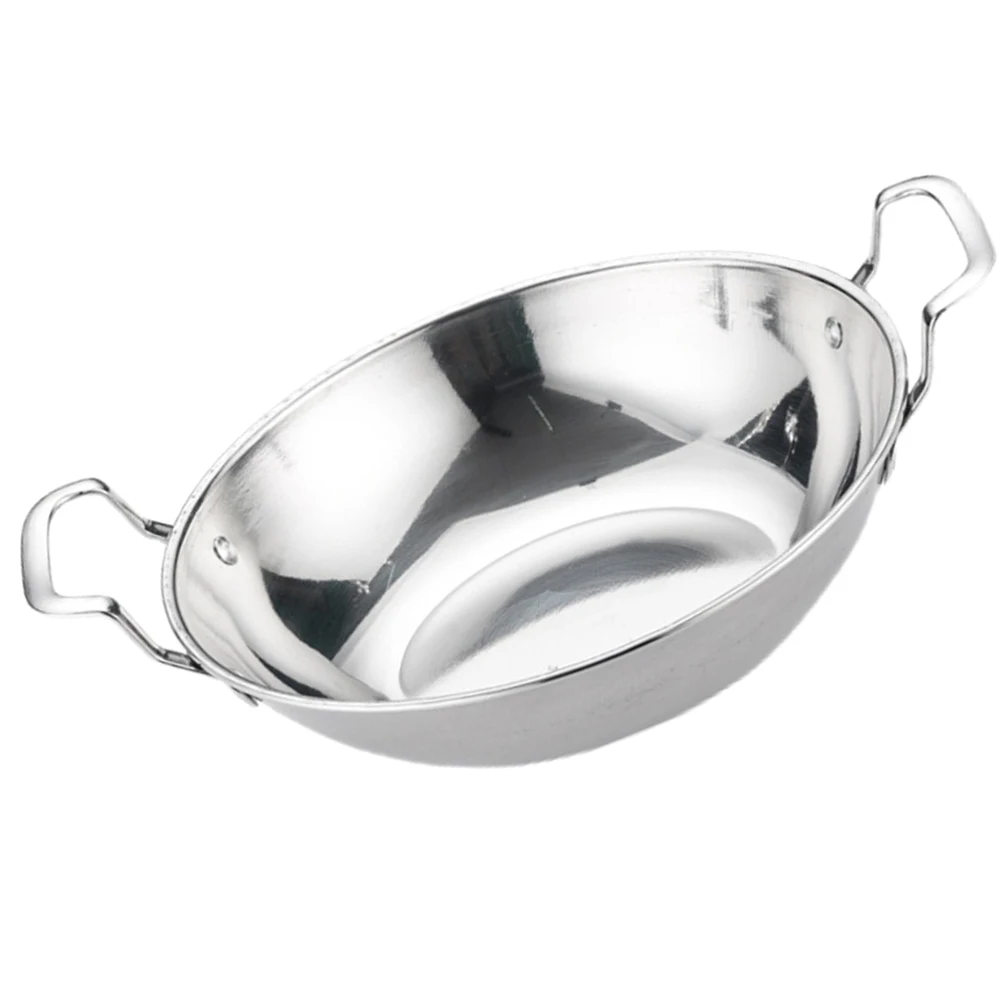 

Stainless Steel Hot Kitchen Dry Pot Seafood Pot Cooking Pan Home Restaurant Double Handle Heat Insulated Non Slip Cookware Daily