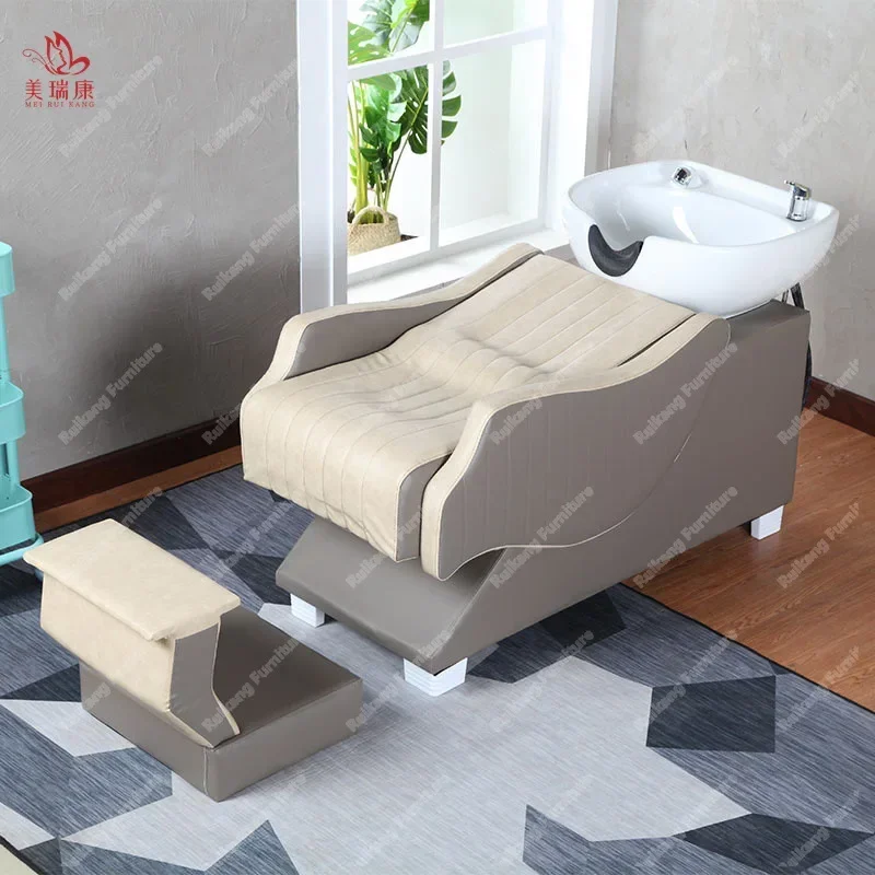 

smt7486 Ceramic Basin Half Lying Salon Barber Shop Shampoo Shampoo Chair Beauty Salon Lying Bed7486