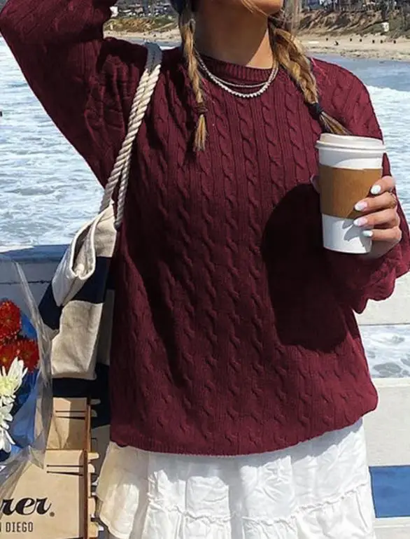 سترة نسائية 2025 خريف شتاء عادية متعددة الاستخدامات بأكمام طويلة معطف صوفي سترة عصرية مريحة عتيقة #3