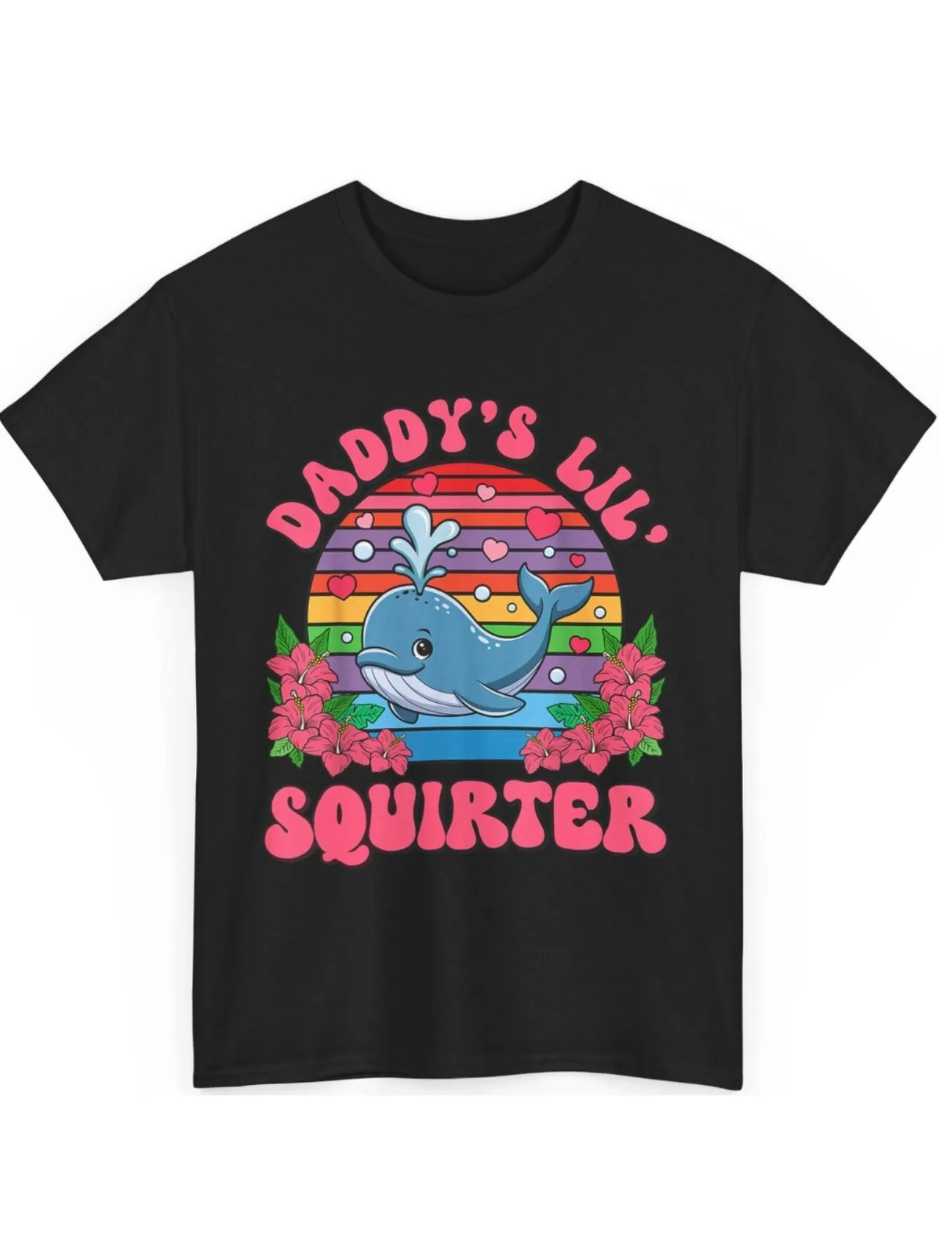 Daddy's Lil Squirter Grafik-T-Shirt, 100% Baumwolle, Lässiges Rundhals-Shirt, Normale Passform mit Applikationsdetail für Erwachsene
