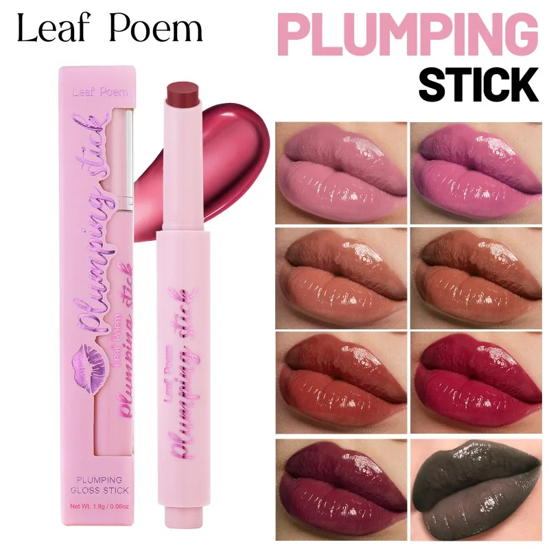 

Plumping Press Lipstick 8 Colors Mirror Glossy Lip Glaze Hydrating Glossy Fuller Pout Lipstick for Voluminous Juicy Lips