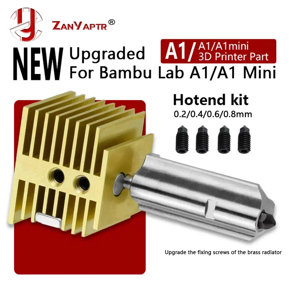 For Bambu Lab A1/A1 Mini New Upgraded Hotend Kit Fast Speed Hot End Brass Heat Sink Hardened Steel Nozzle 3D Printer Part