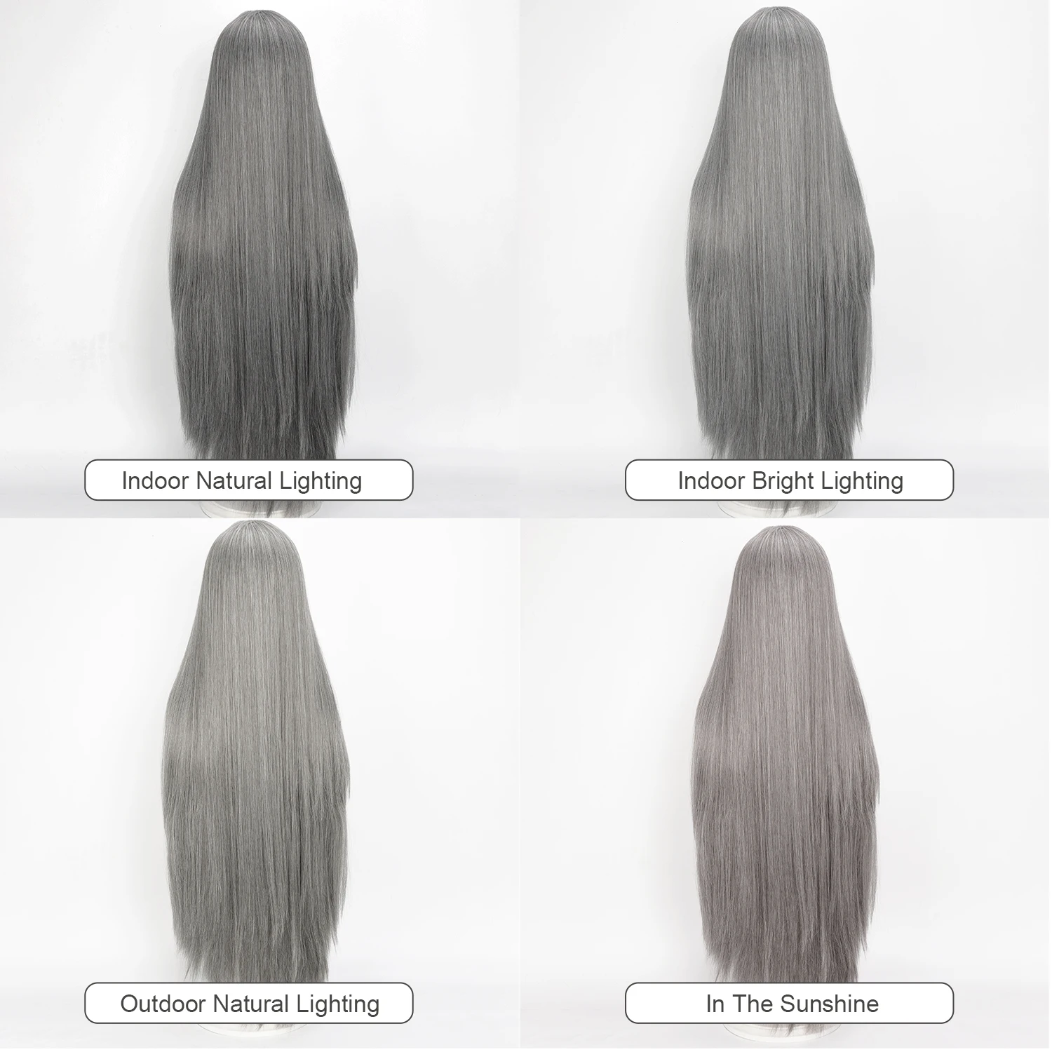 Role-play wigs Final Fantasy anime Sephiroth gray FF7 game role-play anime composite hairline bangs
